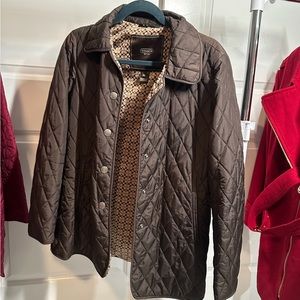 Coach Signature C Women’s Quilted Riding Jacket Brown Size XS Button Front Snaps
